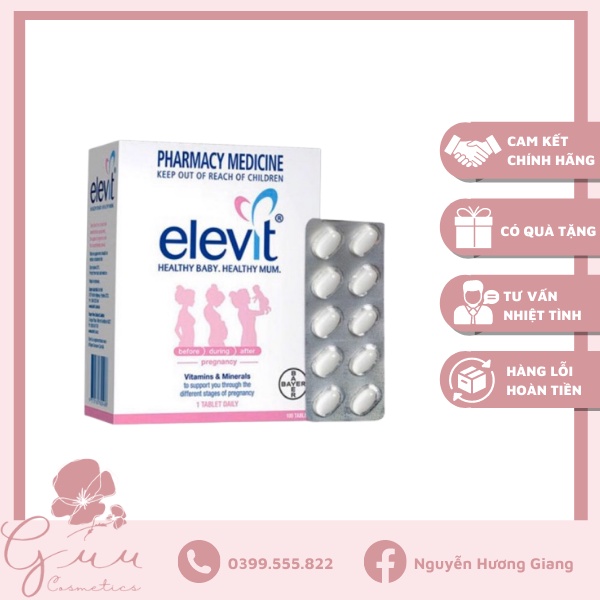 Viên uống Elevit Healthy Baby Healthy Mum bổ sung Vitamin cho bà bầu Úc