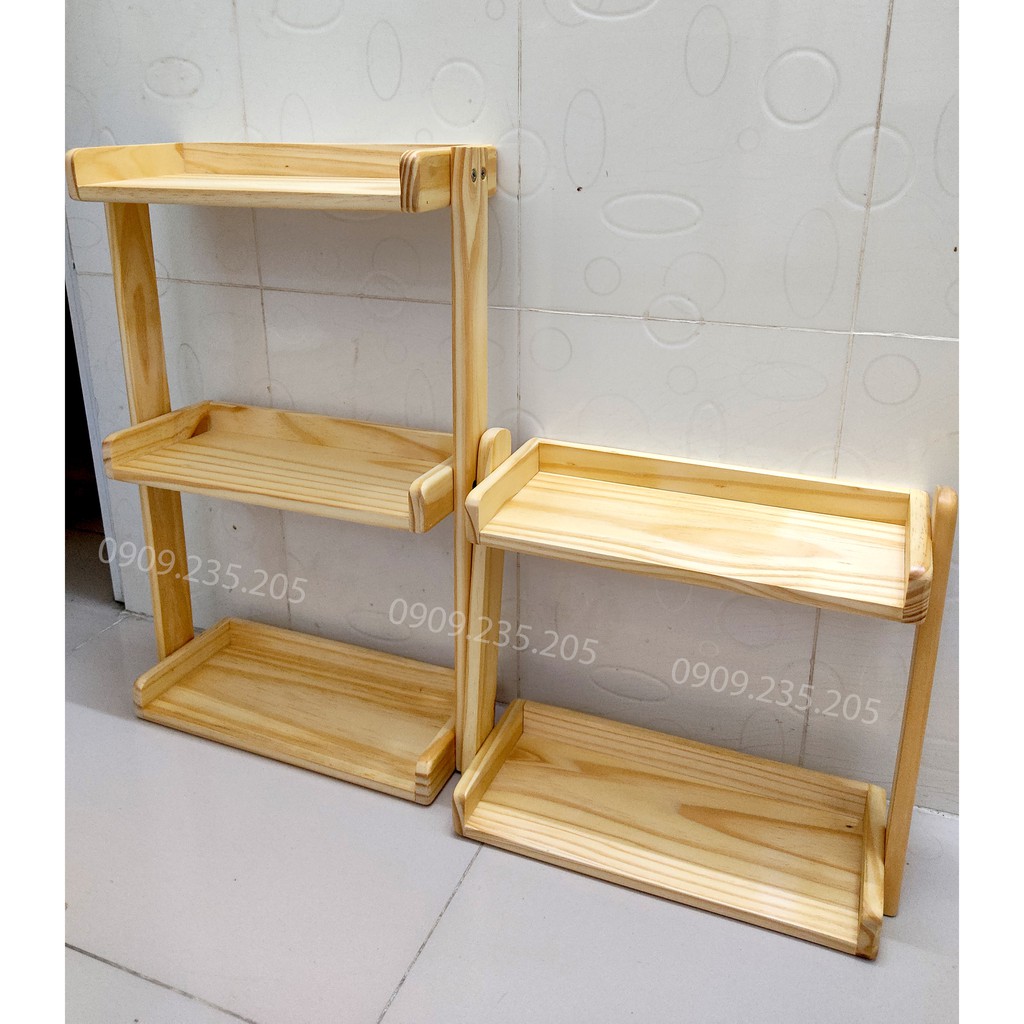 Kệ Gia Vị 3 Tầng Gỗ Thông Nhập Khẩu - Kệ Để Mỹ Phẩm 3 Tầng Gỗ