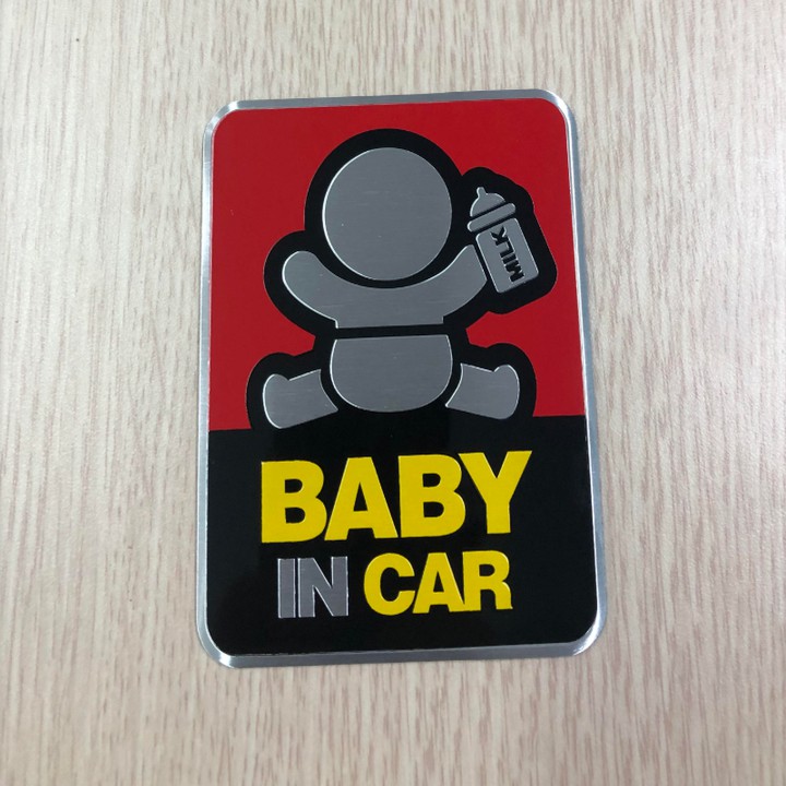 Tem, Decal 3D Hợp Kim cao cấp baby in the car dán đuôi xe ô tô/ Mã sản phẩm H40311