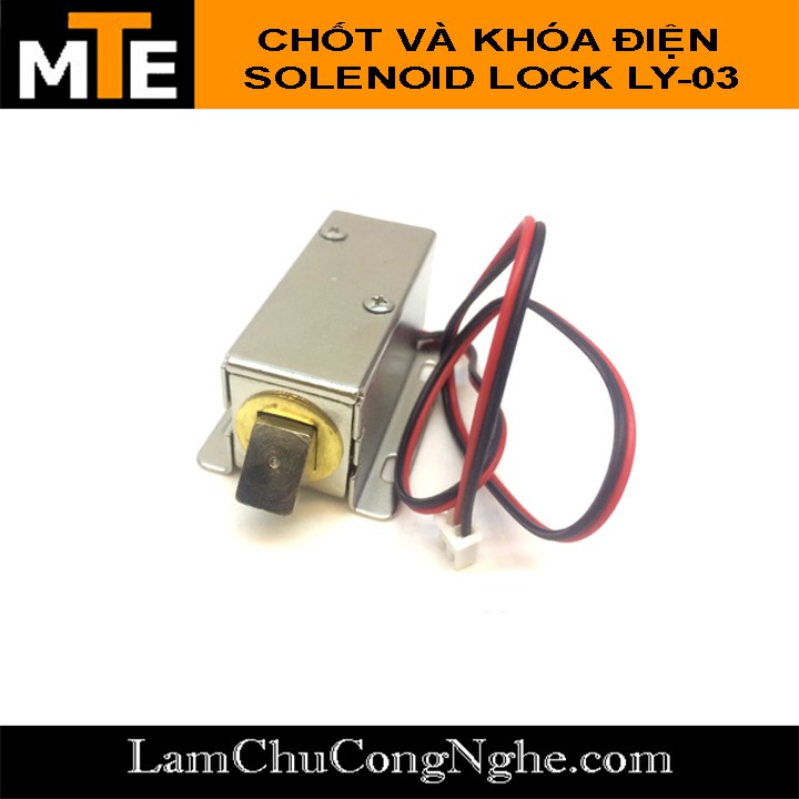 Khóa điện Solenoid Lock LY-03 - Khóa điện DC 12-24V + bản lề