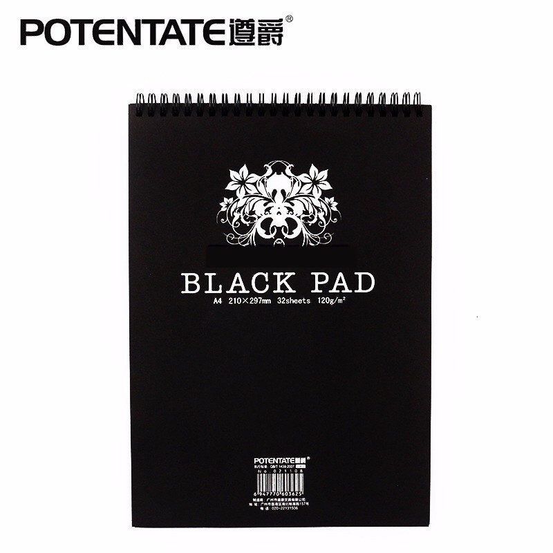 Sổ vẽ giấy đen Potentate Black Pad A4 120gsm