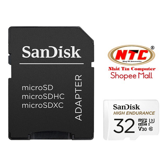 Thẻ nhớ MicroSDHC SanDisk High Endurance 32GB V30 UHS-I U3 4K R100MB/s W40MB/s (Trắng)