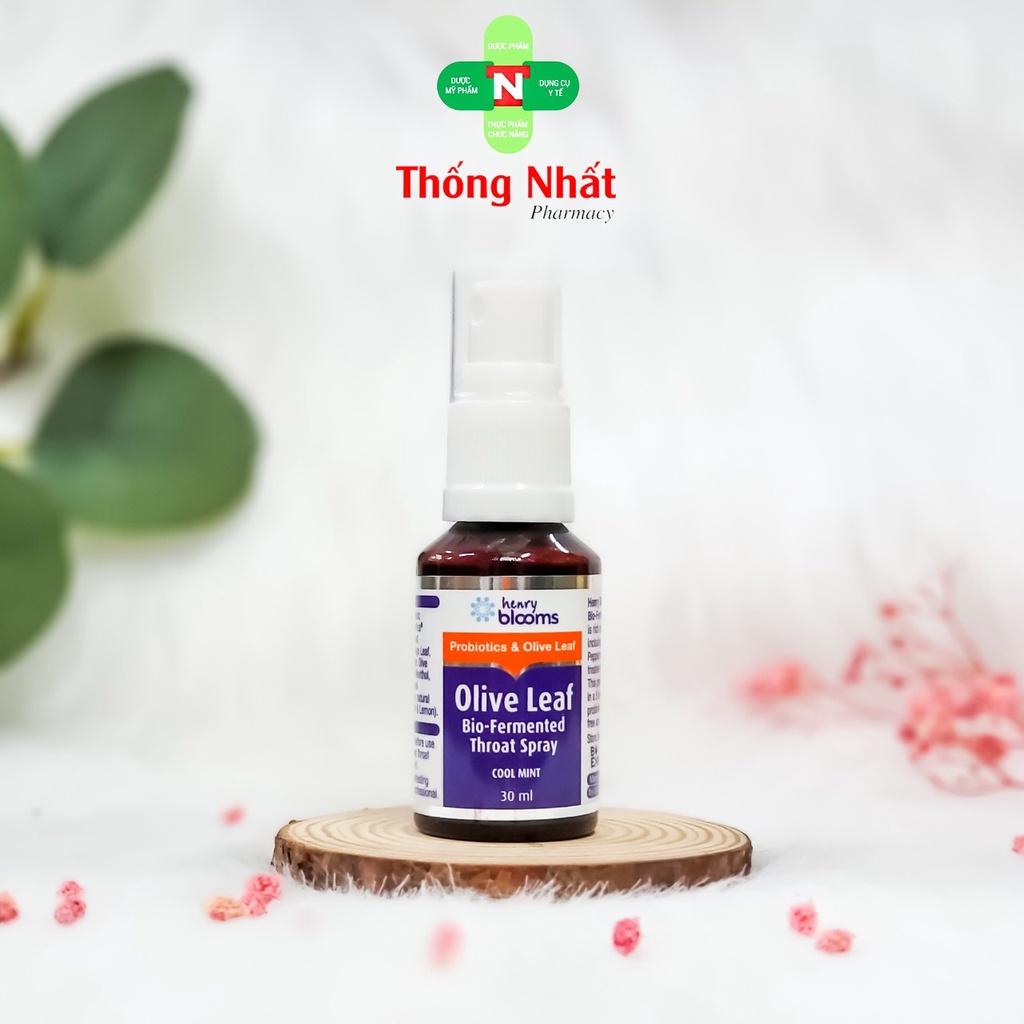 Olive Leaf Extract Bio-Fermented Throat Spray Xịt Ho, Viên Họng Henry Blooms