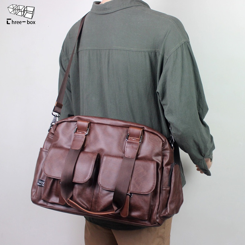 Cặp xách công sở nam hàng chính hãng Three Box - BH da 12 tháng