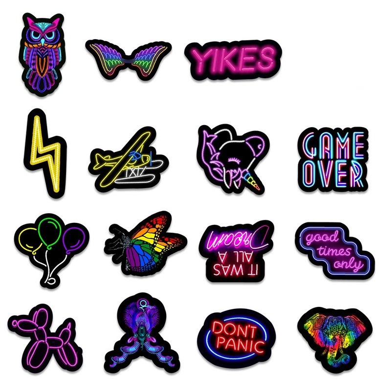 Bộ 50 Miếng Dán Phản Quang Họa Tiết Vui Nhộn Thời Trang Trang Trí Vali / Điện Thoại / Máy Tính Xách Tay