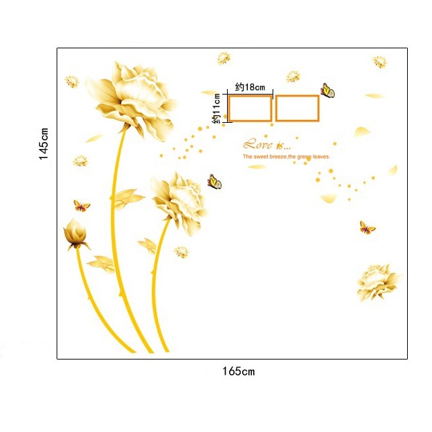 Decal trang trí tường Hoa Vàng Kem lớn rực rỡ