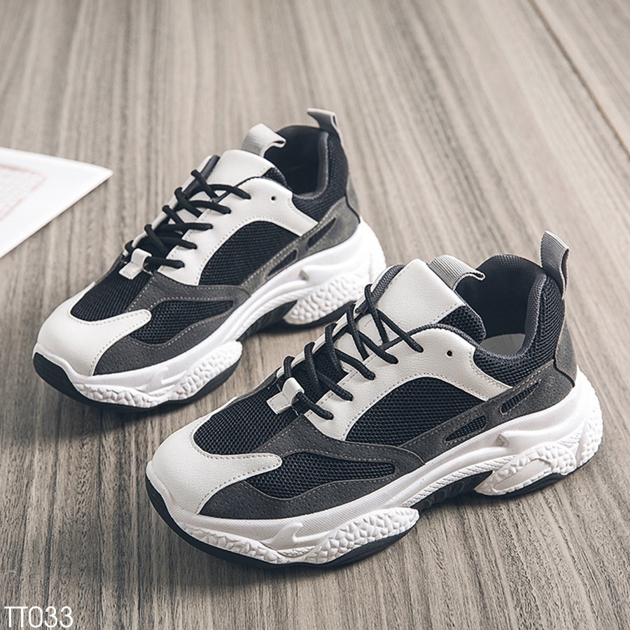 Giày Thể Thao Nữ, Sneaker Hàn Quốc Cao Cấp Giá Rẻ Đế Cao 5CM - Chất Da Phối Vải Lưới Đẹp (Có video thật) TT033/34