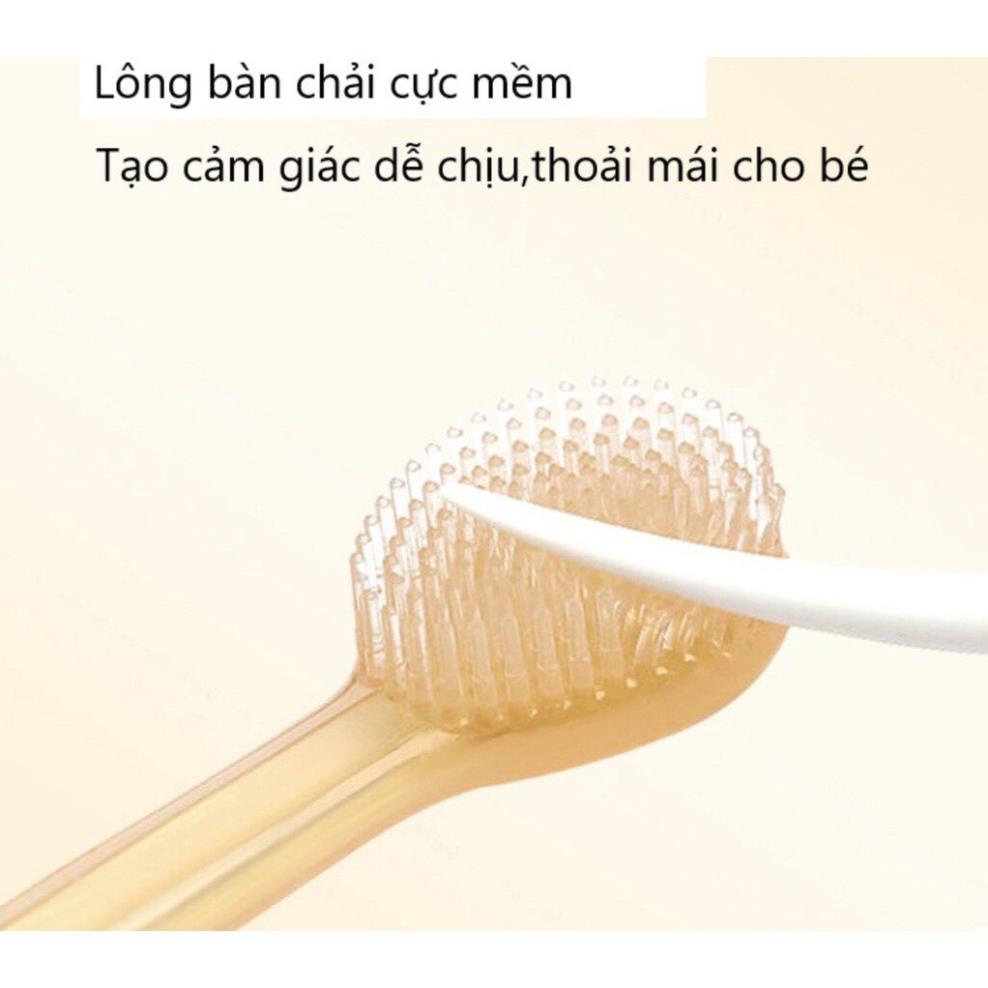 Rơ lưỡi, bàn chải Silicon cho bé 0-18 tháng - Dụng cụ vệ sinh răng miệng cao cấp kèm cốc cho bé