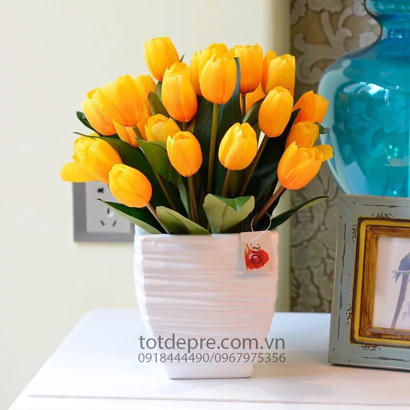 Chùm Tulip 9 bông - Hoa giả siêu bền đẹp