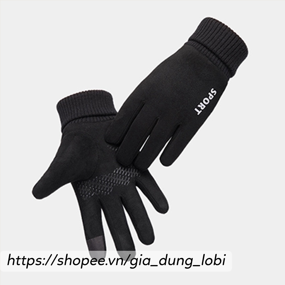 Găng tay xe máy mùa đông giữ ấm chống rét Găng tay phượt nam nữ cổ tay ôm sát cổ tay bằng vải