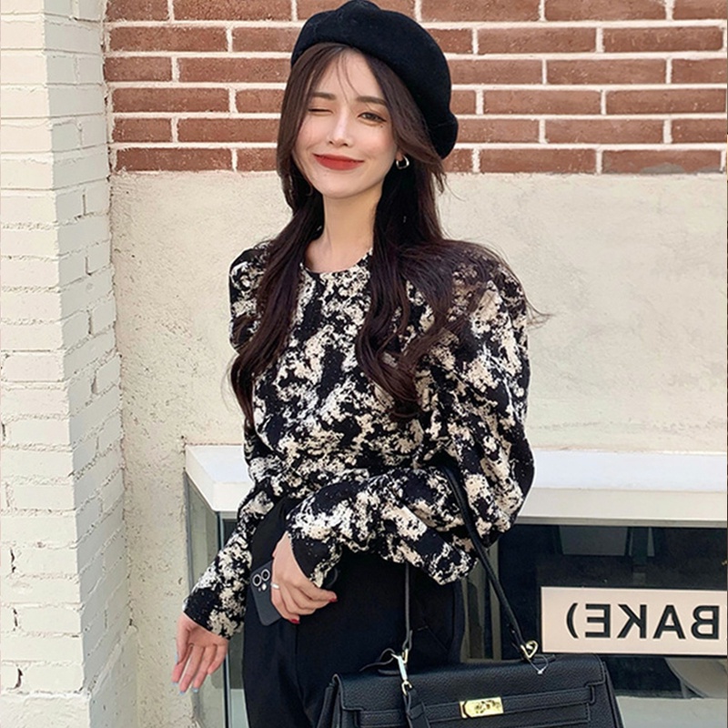 Áo sơ mi tay dài họa tiết hoa phong cách retro hợp thời trang