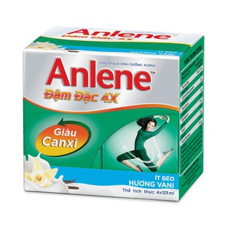 Lốc 4 hộp sữa anlene nước ít béo hương vani 125ml