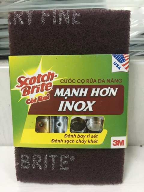 Miếng cọ xoong Mạnh hơn cọ Inox Scotch Brite 3M gói 4 miếng.