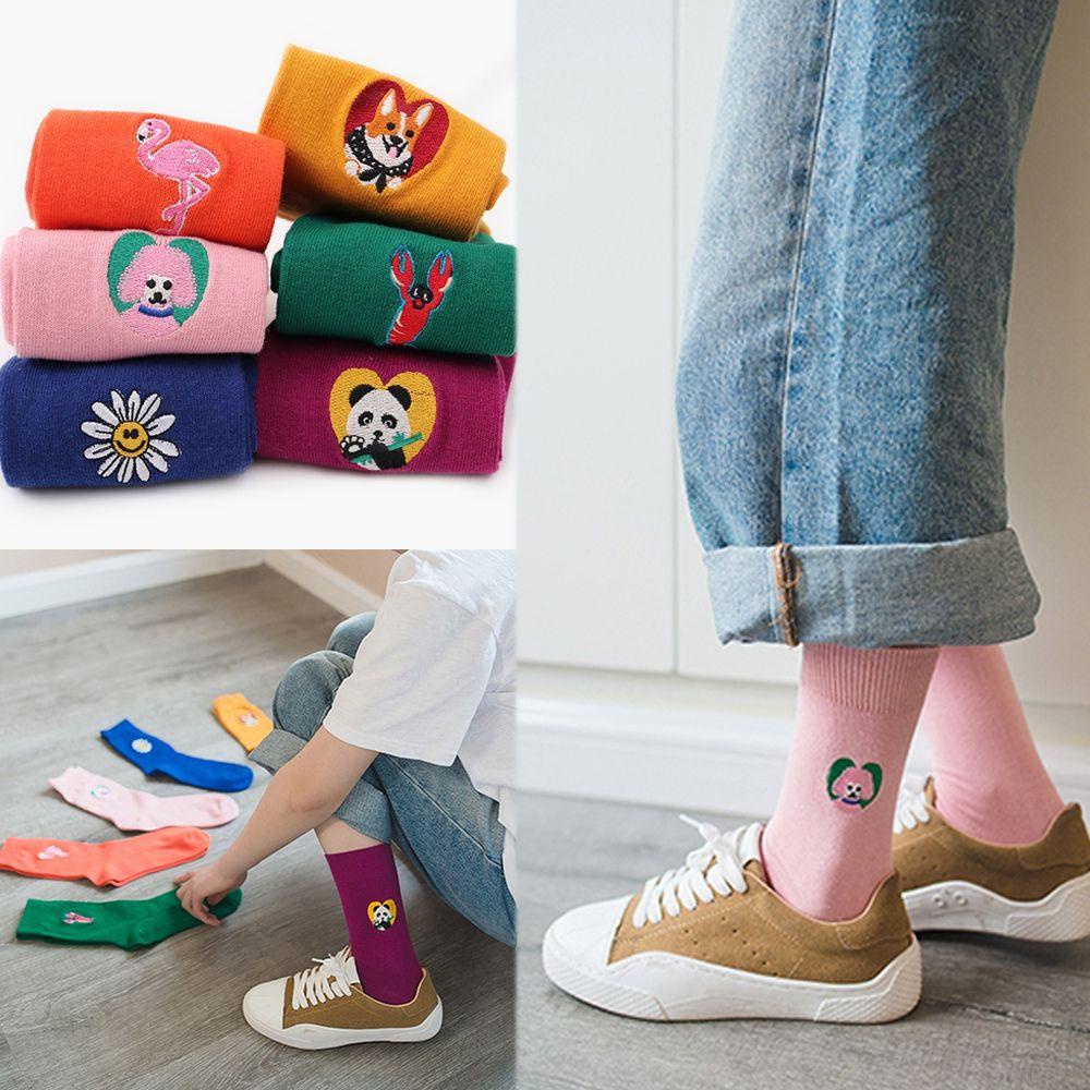 Vớ Cotton Mềm Cổ Cao Màu Trơn Đơn Giản Cho Nữ