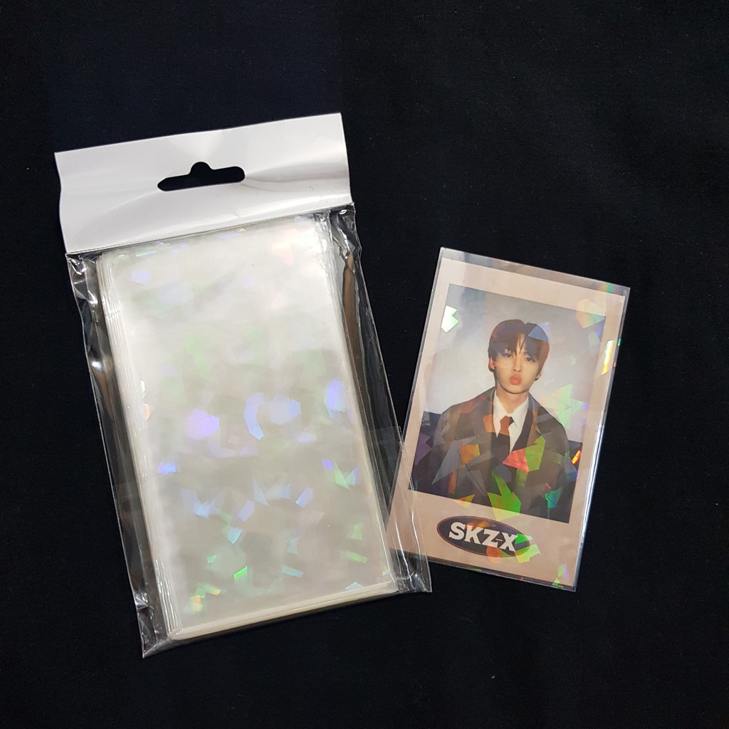 Sleeve dán đựng card/ ảnh/ photocard hologram lấp lánh nhiều loại đa giác, ngôi sao, cầu vồng 57*87mm