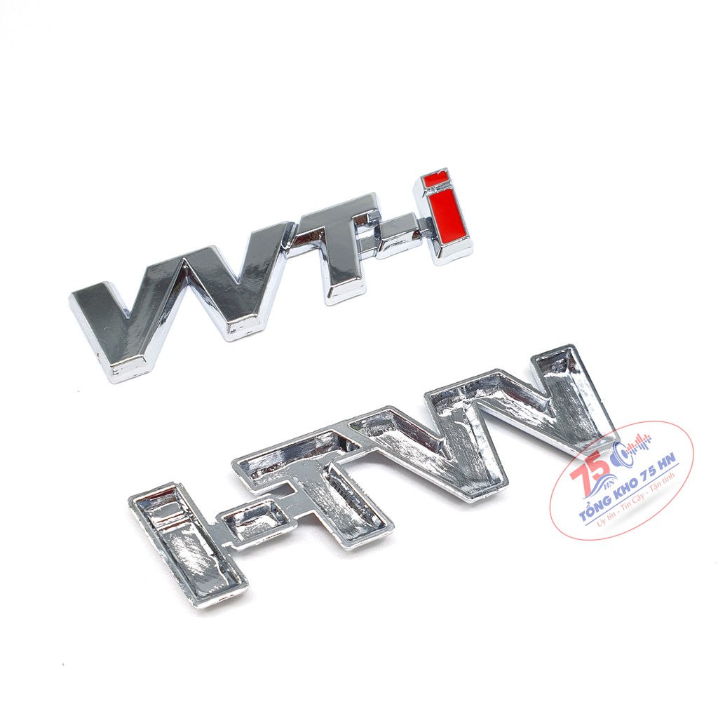 Tem logo chữ VVT-i nổi 3D hợp kim trang trí xe hơi ô tô Toyota Innova, Fortuner, Vios