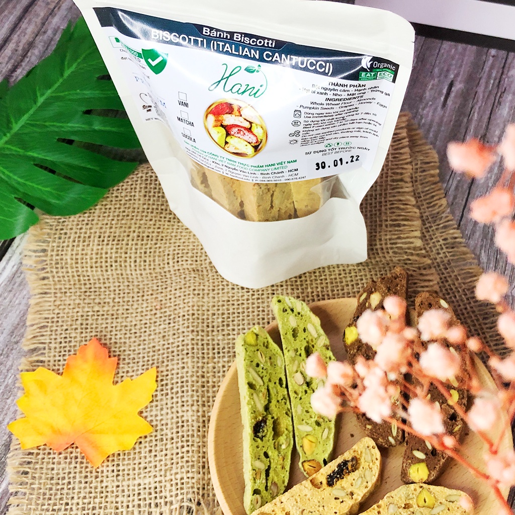 Bánh BISCOTTI 3 vị nguyên cám MẬT ONG dành cho người ăn kiêng, giảm cân, tiểu đường | HANI FOOD