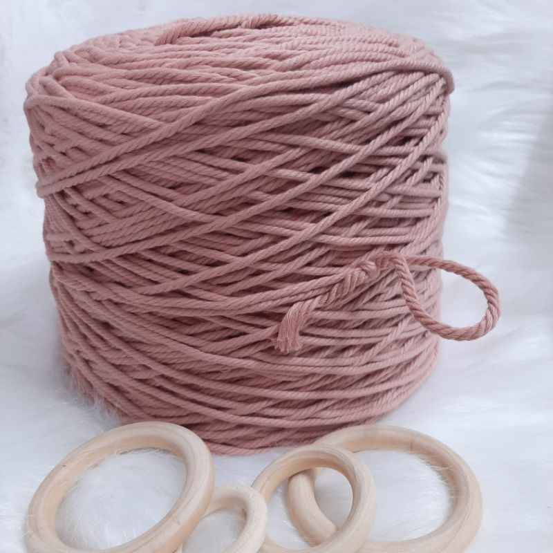 Dây thừng se macrame, dây  cotton màu Hồng vỏ đậu.