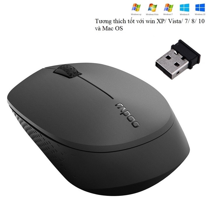 Chuột máy tính không dây yên tĩnh kết nối bluetooth hoặc USB dùng cho MacOS và PC Rapoo M100 - BH đổi mới 2 năm