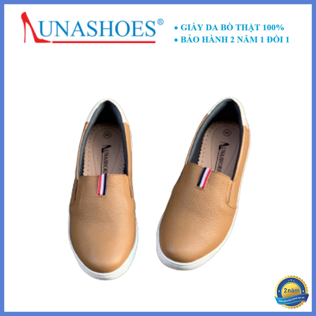 Slip on nữ, giày trung niên da bò thật Lunashoe (711) - lười da nữ tăng chiều cao - bảo hành 2 năm 1 đổi 1