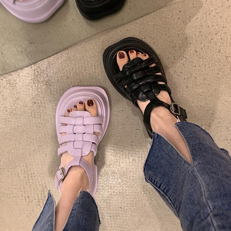 Giày Sandal Đế Dày Chống Trượt Phong Cách La Mã Thời Trang Mùa Hè 2022 Cho Nữ