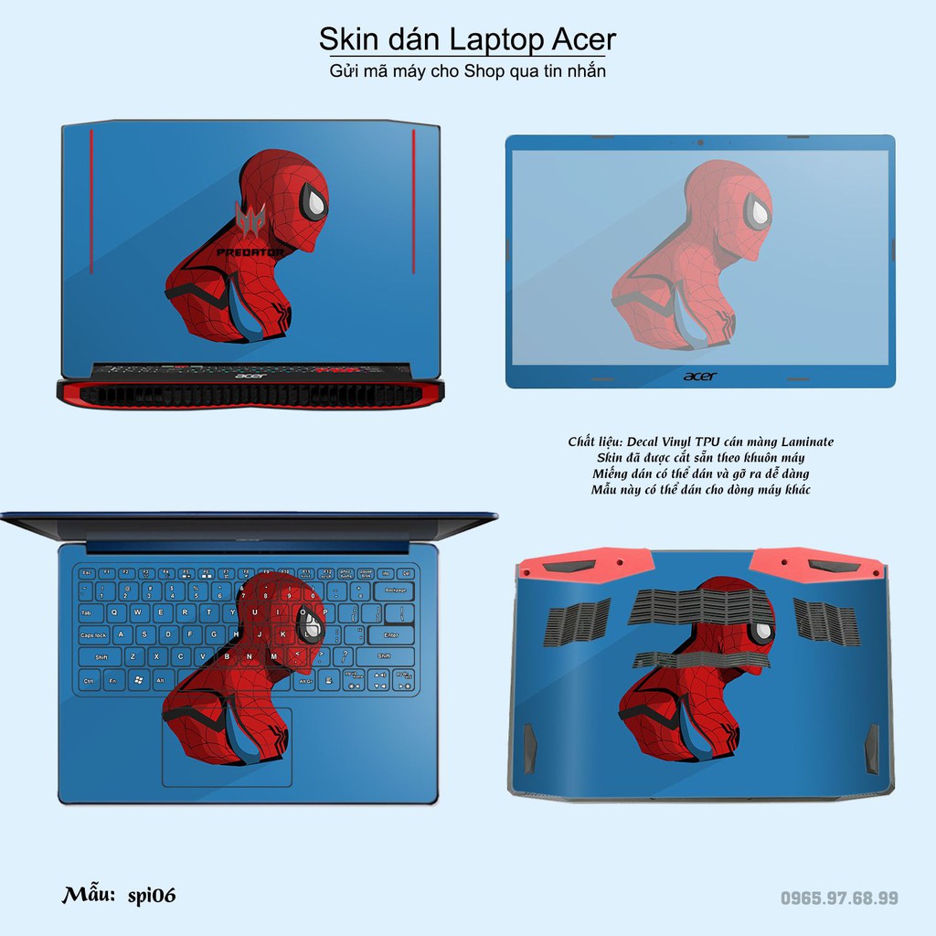 Skin dán Laptop Acer in hình người nhện Spiderman (inbox mã máy cho Shop)