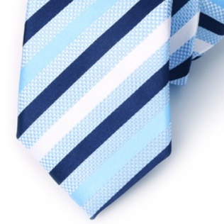 Cravat Nam màu xanh sáng kẻ chéo bản nhỏ 6cm cao cấp thắt sẵn khóa kéo, Cravat chú rể, Calavat dự tiệc - CV-6357