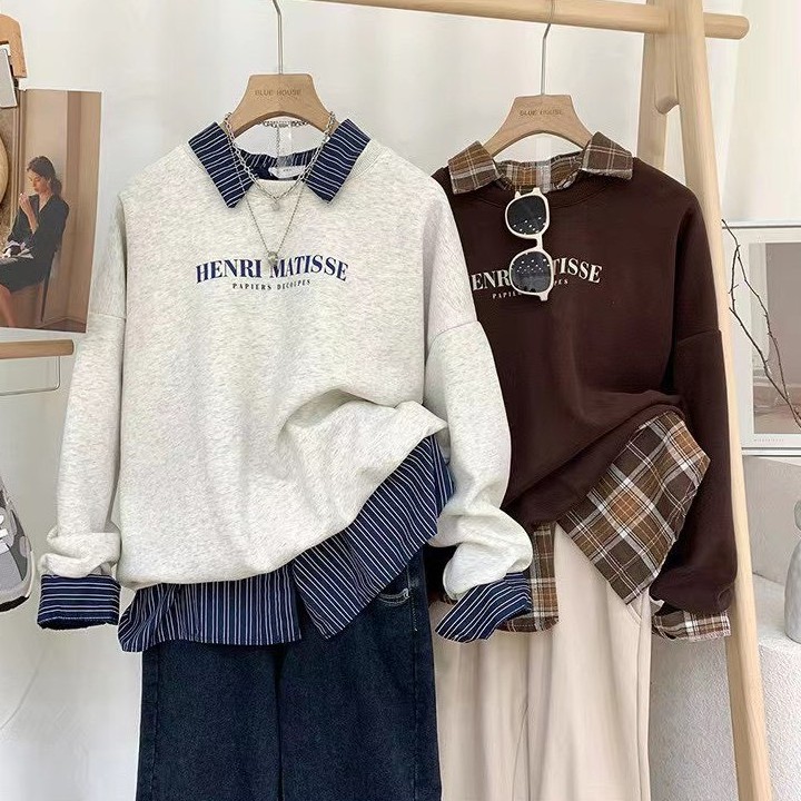 Áo hoodie nữ cổ tròn dài tay chất nỉ dày chữ Henri Mattisse Friday | BigBuy360 - bigbuy360.vn