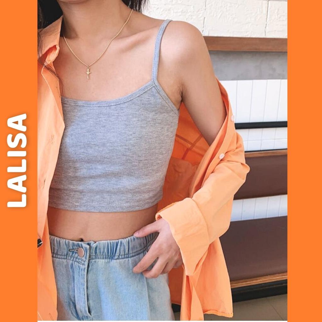Áo Croptop 2 Dây Nữ LALISA Áo Thun Crt Ôm Body Sexy Hở Lưng Chất Thun Len Gân 4 Màu Đen Đỏ Trắng AO010