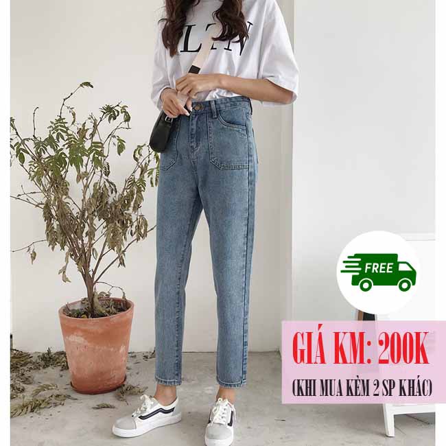 [Bán chạy +Video thật] Quần Jeans nữ baggy lưng cao Ulzzang Quảng Châu QDJ70 (Mom Jeans) | BigBuy360 - bigbuy360.vn