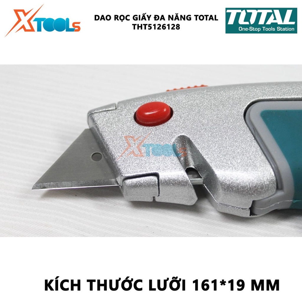 Dao rọc giấy đa năng TOTAL THT5126128 | dao cắt giấy kích thước lưỡi 61x19mm, lưỡi SK5, kèm 6 lưỡi [CHÍNH HÃNG] [XTOOLs]