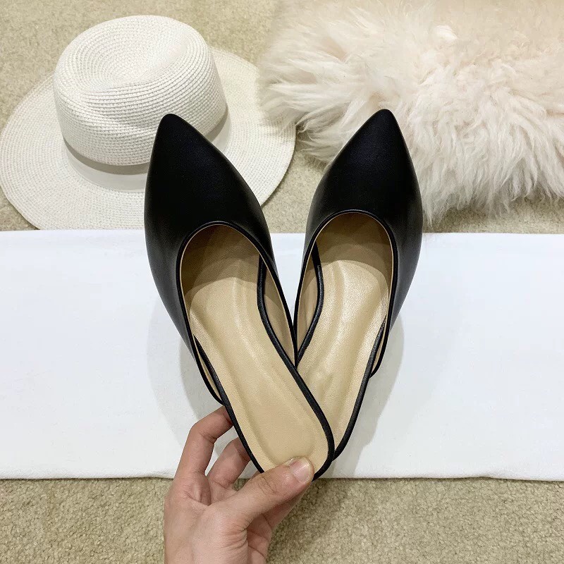 Dép sục nữ đế bệt chất da mềm gót 2 phân