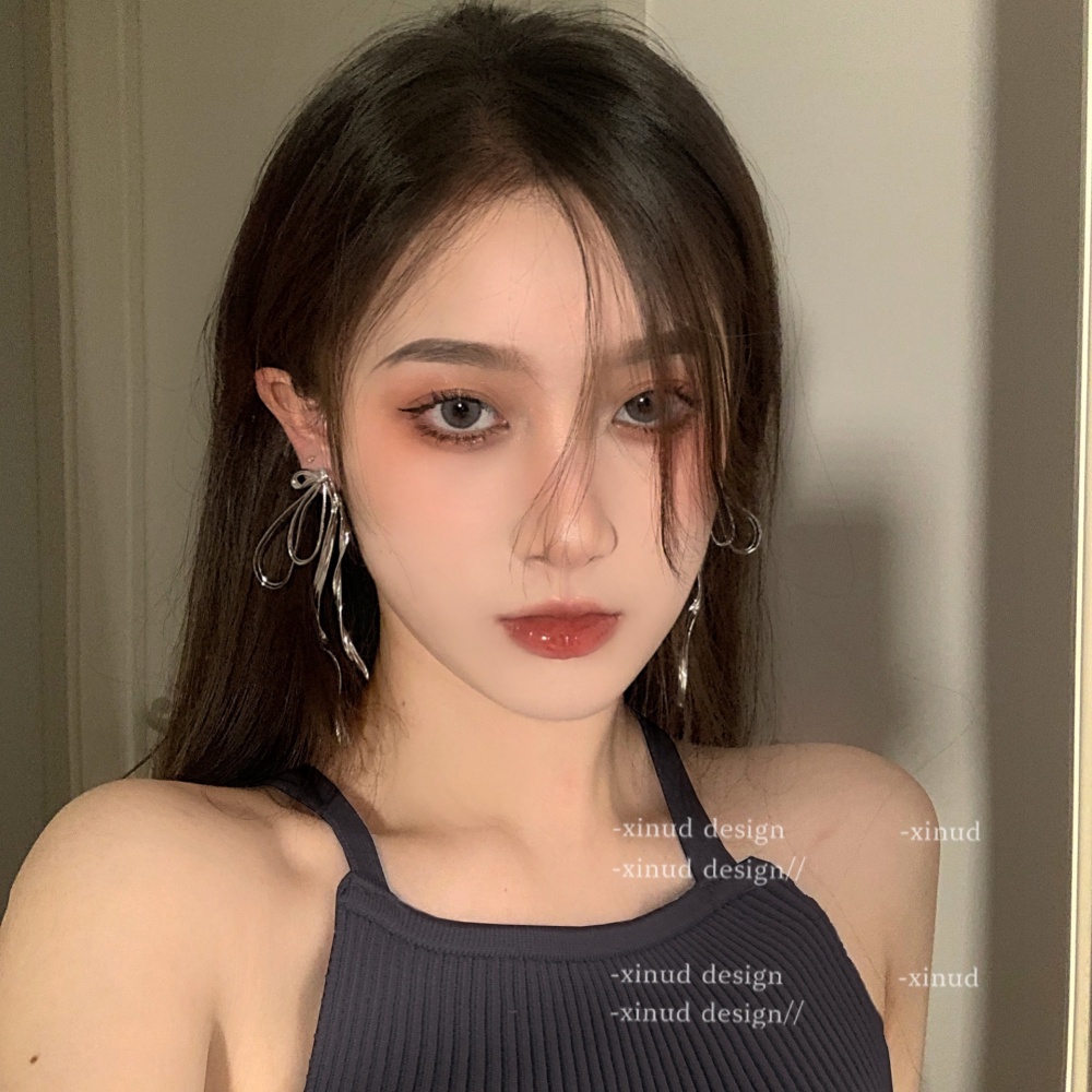 Đôi Khuyên Tai Dài Đính Nơ Thời Trang Cho Nữ