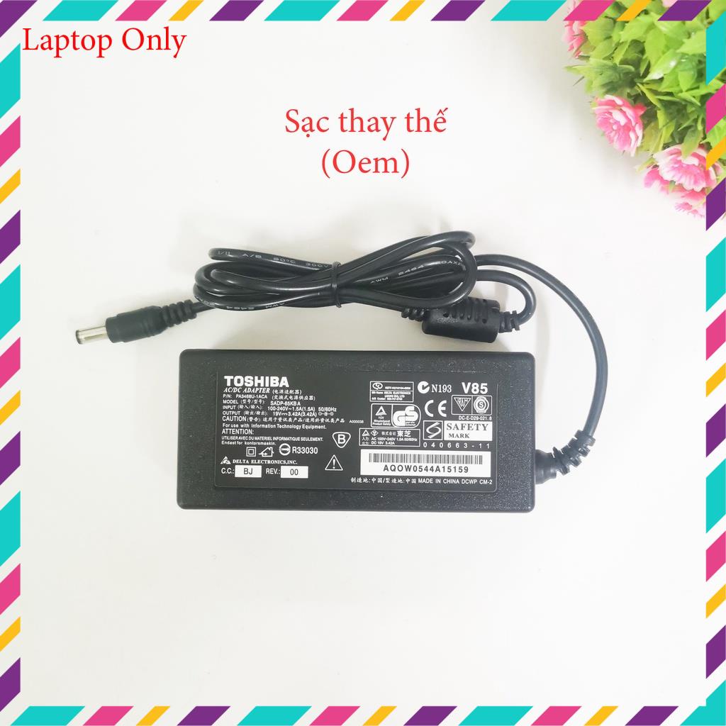 Sạc Laptop Toshiba 19v 3.42a 65W - Adapter laptop Toshiba loại tốt