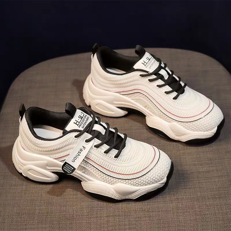 Giày Sneakers Nữ, Giày Thể Thao Nữ Đế Độn 3cm Lượn Sóng Màu Kem Cá Tính Hot Trend Minhtushoes Giày Dép Nữ Cao Cấp BH12 | BigBuy360 - bigbuy360.vn