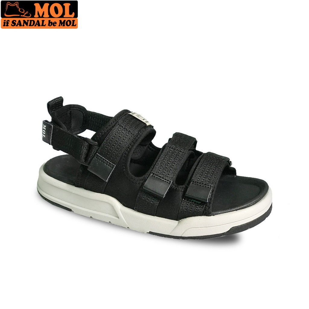 Giày sandal unisex nam nữ 3 quai ngang vải dù có quai hậu tháo rời hiệu MOL mang đi học du lịch MS1802R