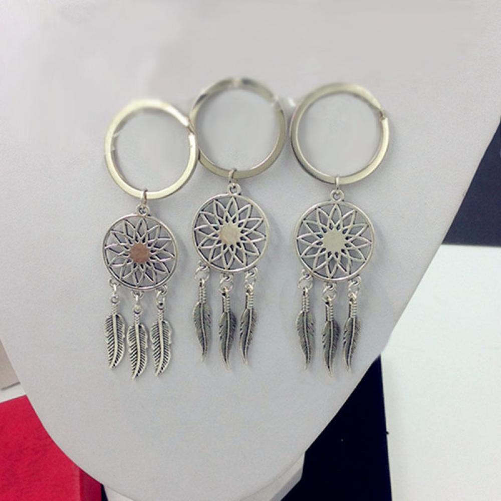 Móc khóa hình dreamcatcher phối lông vũ độc đáo sáng tạo