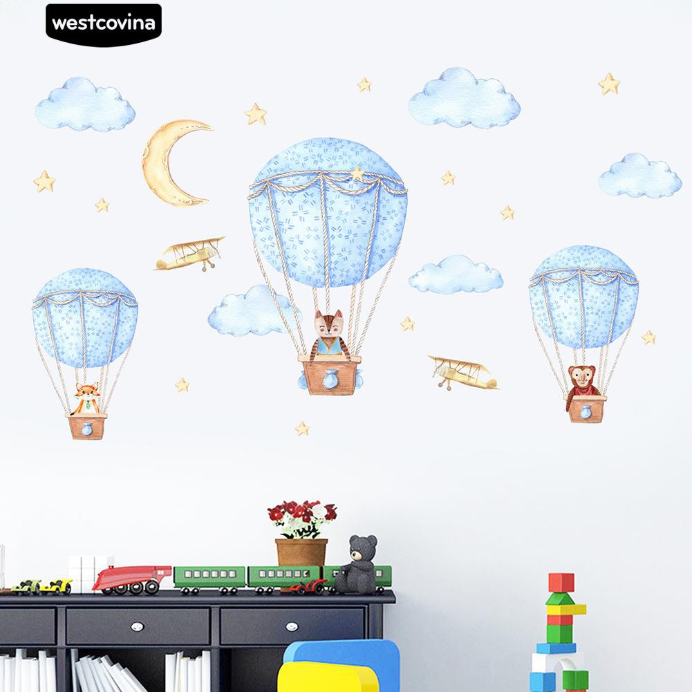 Miếng dán tường trang trí hình khinh khí cầu xinh xắn dễ thương