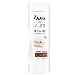 Dưỡng thể dưỡng ẩm da Dove Cream Oil Body Lotion with Warming Vanilla Scent & Shea Butter 400ml (Mỹ)
