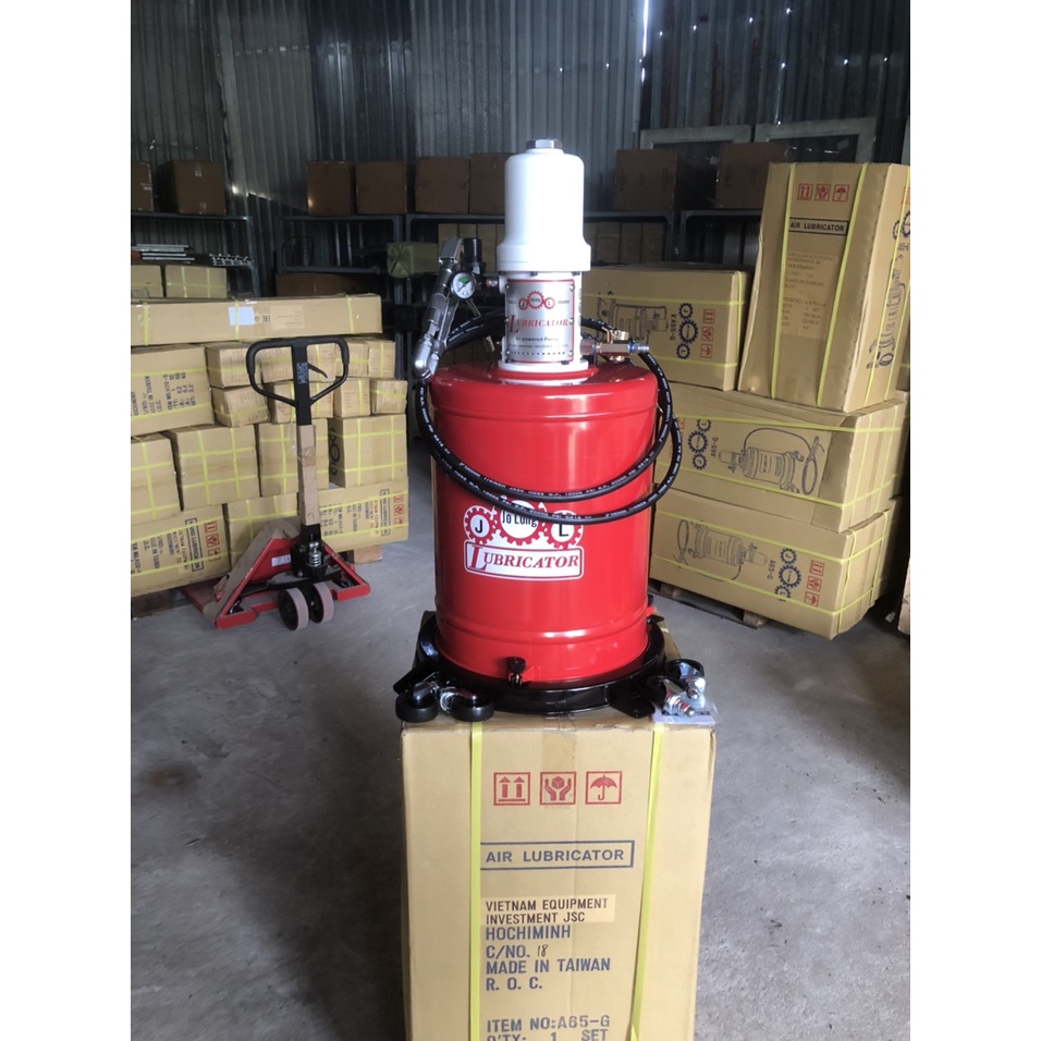 Thùng bơm mỡ,Máy bơm mỡ bò bằng khí nén Jolong A65G