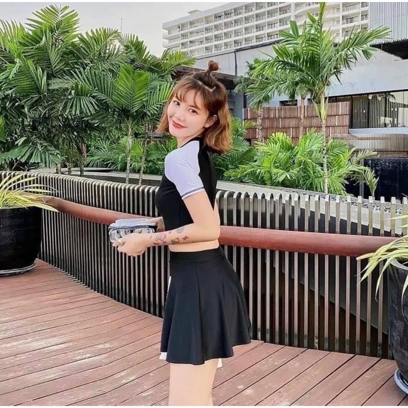 Bikini đồ bơi nữ đi biển 2 mảnh crop-top mix chân váy phong cách Hàn Quốc BIKINI SUNSHINE MS-P08