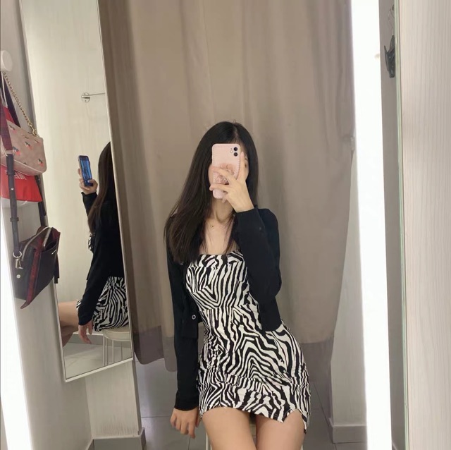 Đầm body 2 dây sọc vằn sang chảnh