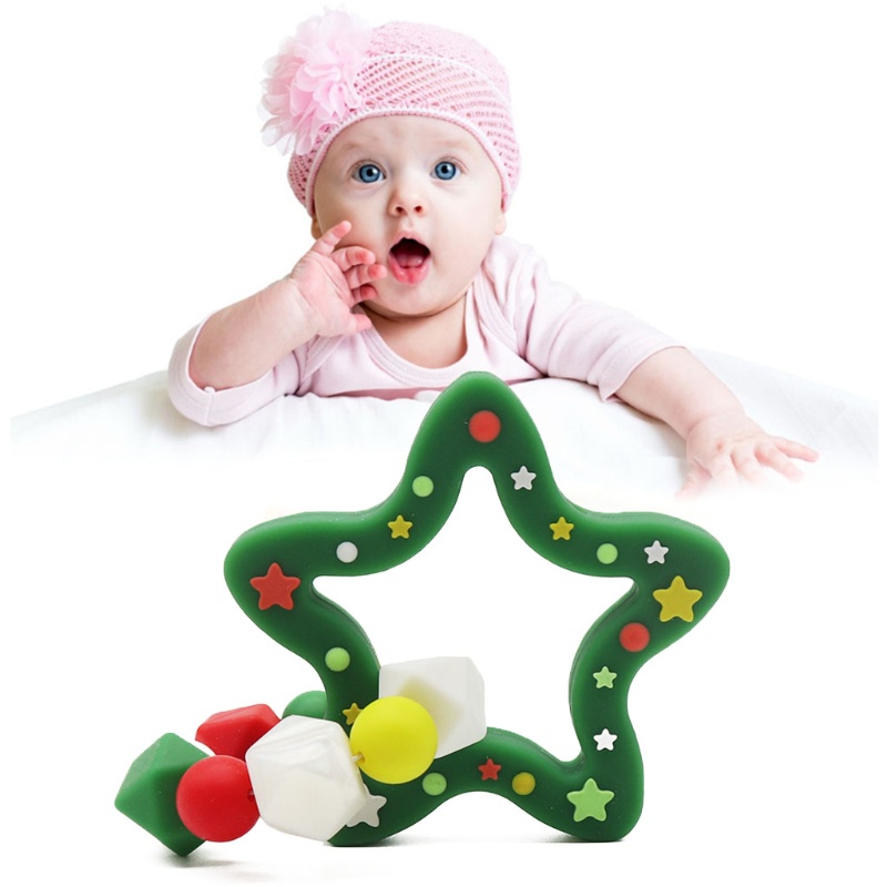 Vòng Tay Đồ Chơi Ngậm Mọc Răng Bằng Silicone Cấp Thực Phẩm Hình Ngôi Sao Năm Cánh Dành Cho Bé