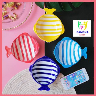 [Mã FMCG8 giảm 8% đơn 500K] Bát ăn dặm gốm sứ hình cá nhiều màu sắc dành cho bé tập ăn