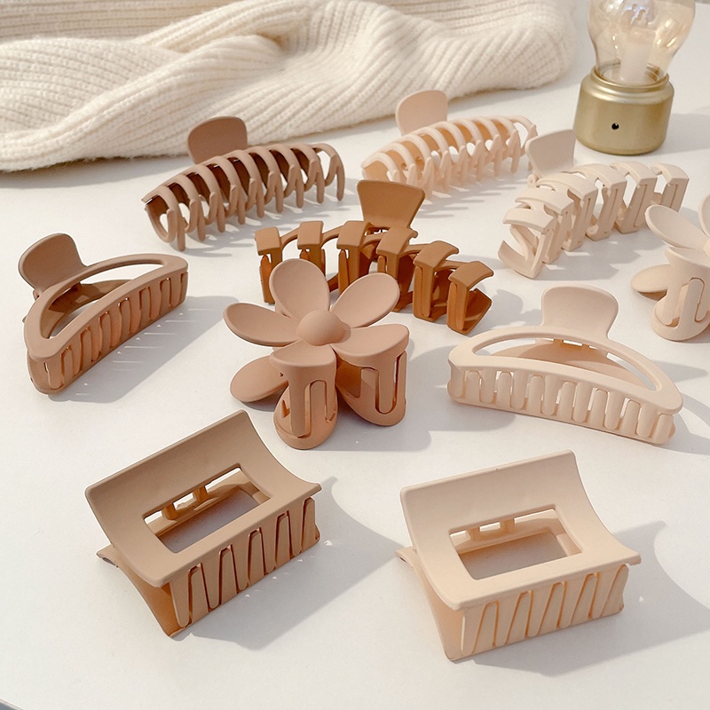 Kẹp Tóc Bằng Acrylic Màu Nâu Cỡ Lớn Phong Cách Retro Thời Trang Cho Nữ