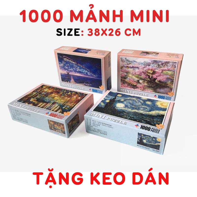 Tranh ghép xếp hình 1000 mảnh mini, Lắp ráp chi tiết, Kích thước: 38x26 cm