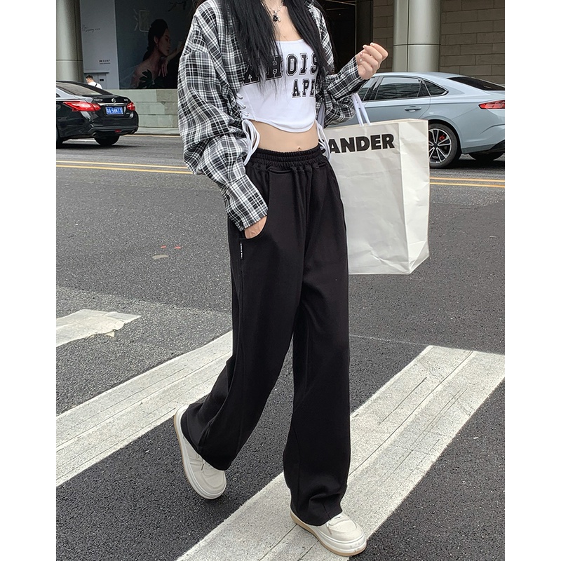 Quần Thể Thao Nữ Lưng Cao Ống Rộng Thời Trang Hàn Quốc