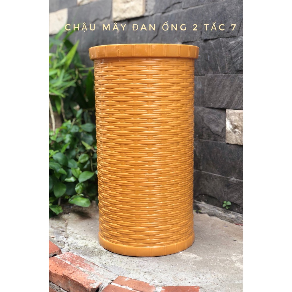 Chậu nhựa mây đan ống
