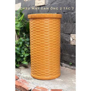 Chậu nhựa mây đan ống