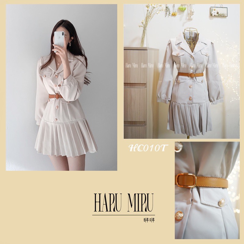 - Đầm sơ mi kèm belt thanh lịch